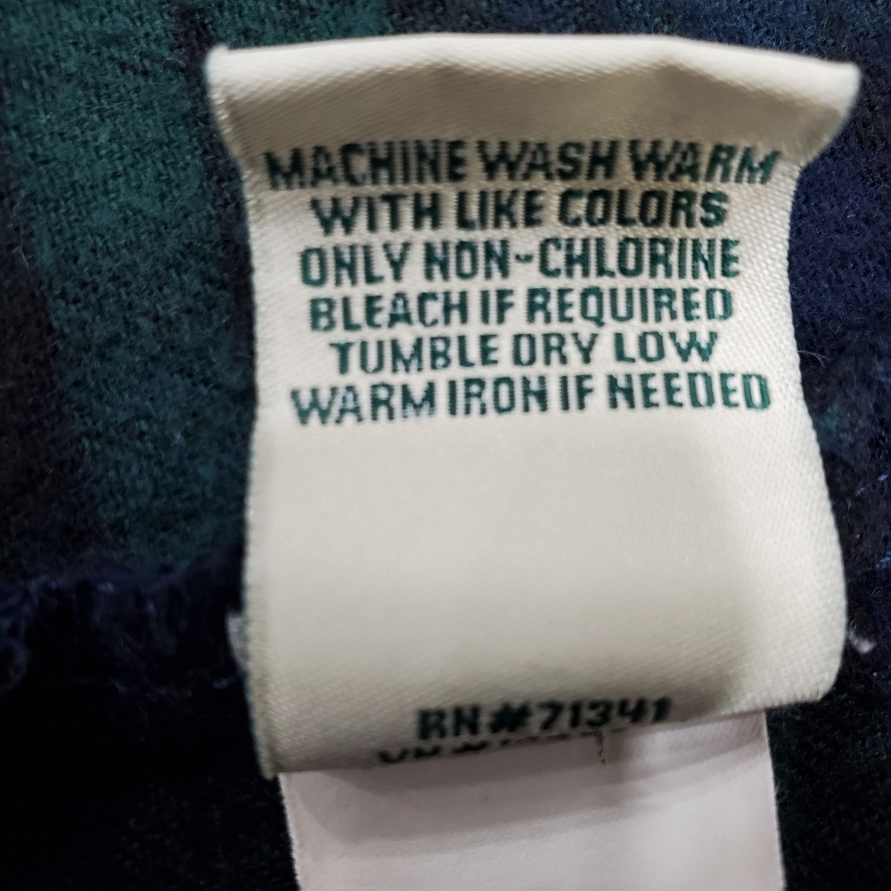 LL Bean flannel pajamas women's XL petite green and blue Scotch plaid pockets - Picture 10 of 16